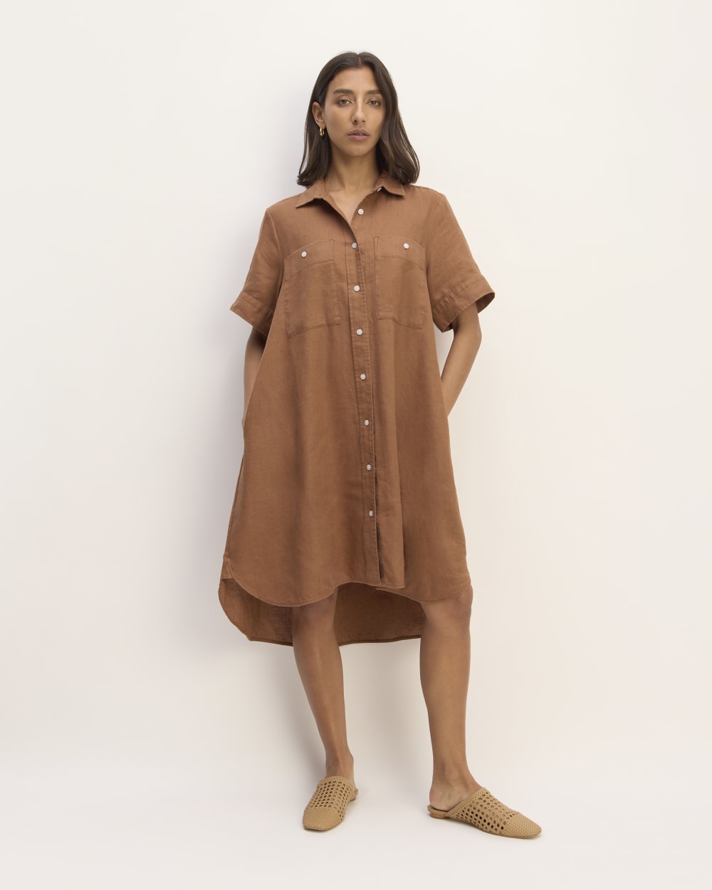 The Daytripper Dress In Linen | Carob Brown