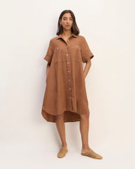 The Daytripper Dress In Linen | Carob Brown