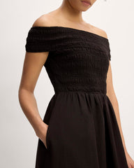 The Gauze Off-The-Shoulder Dress | Black