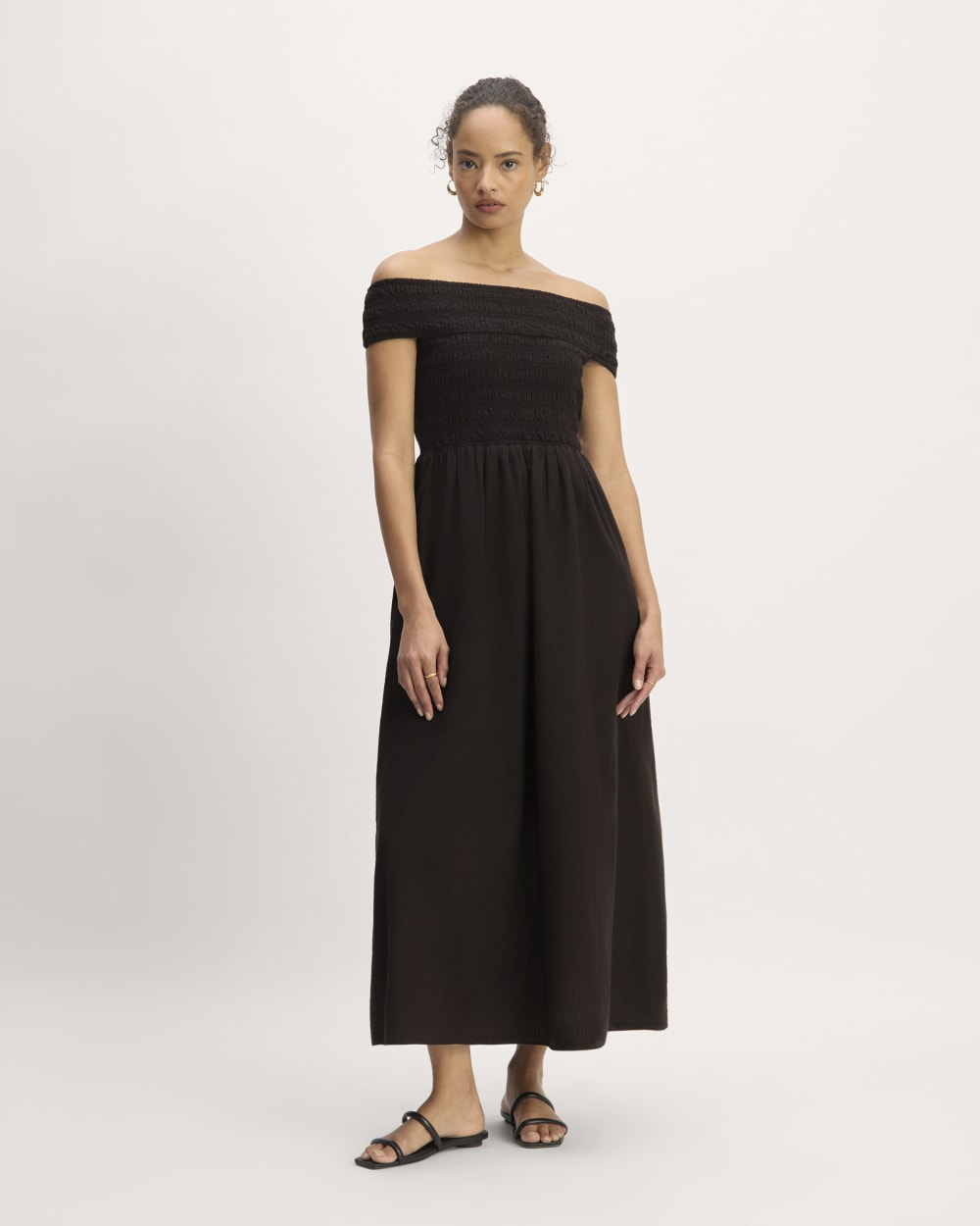 The Gauze Off-The-Shoulder Dress | Black