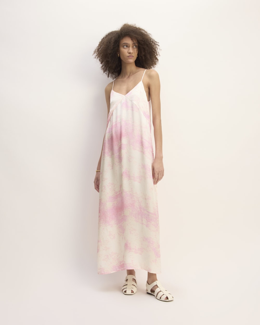 The Everlane X Marques' Almeida Satin Tie-Dye Dress | Pink Tie-Dye