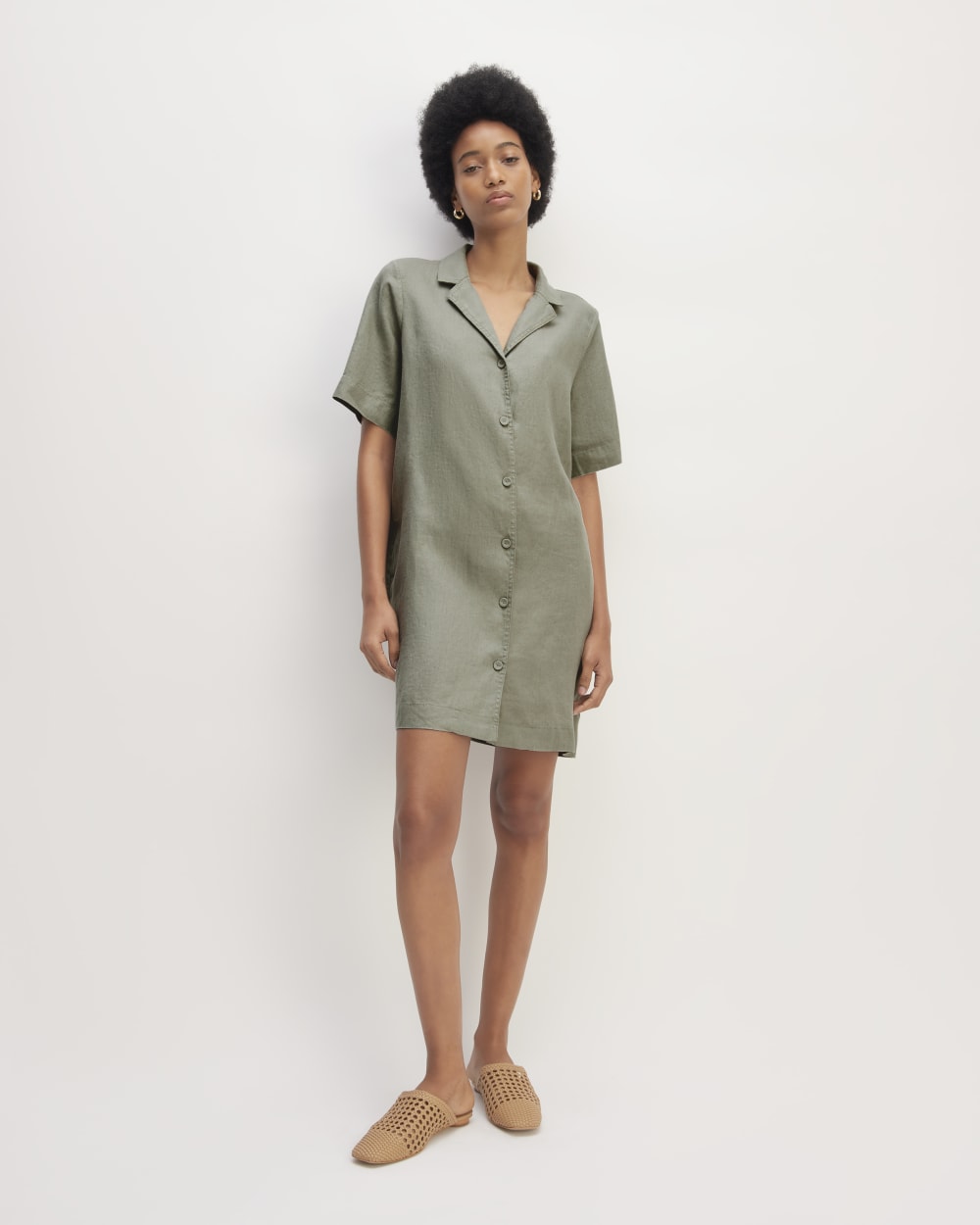 The Shirtdress In Linen | Sage Green