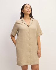 The Shirtdress In Linen | Trench Coat Khaki