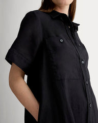 The Daytripper Dress In Linen | Black
