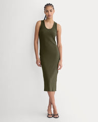 Scoop-Neck Midi Dress In Pointelle Knit | Olive Night