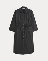 The Drawcord Shirtdress In Ultrasoft Cotton | Black