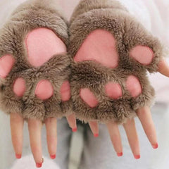Fluffy Cat Paw Gloves