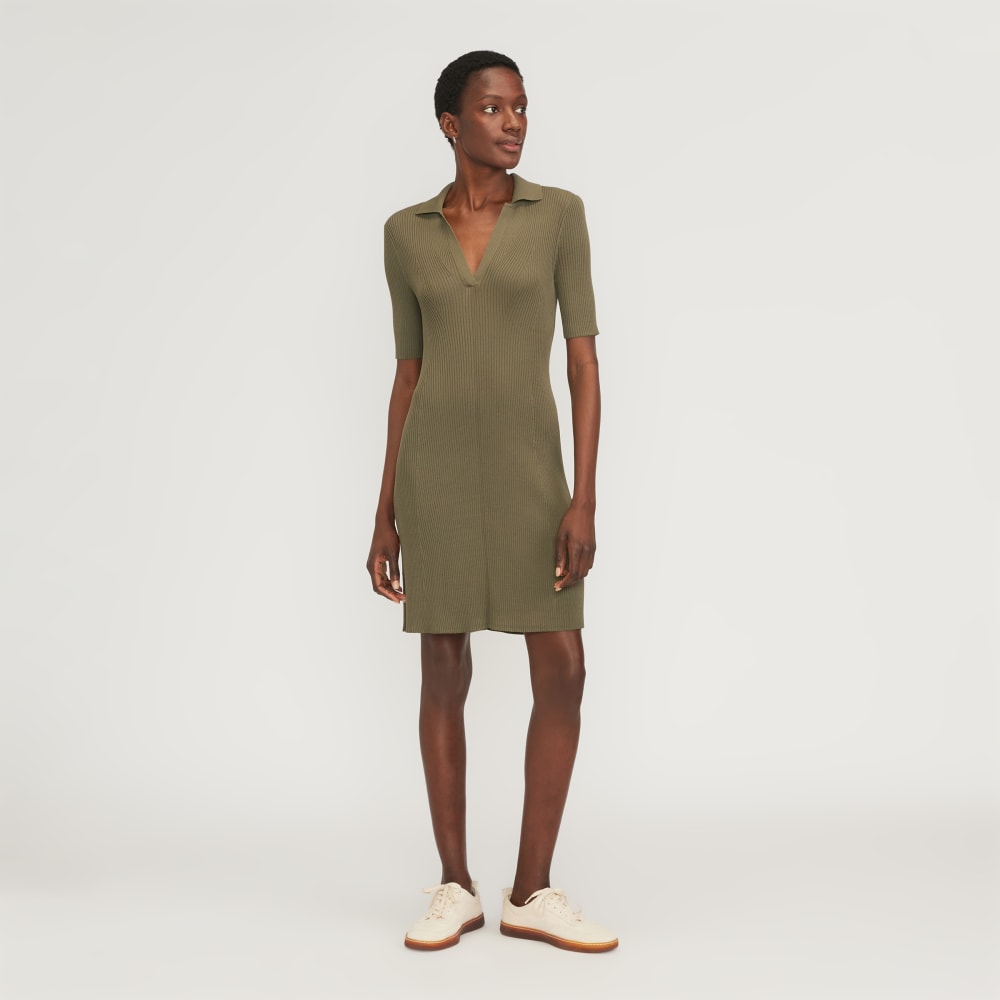 The Ribbed Short-Sleeve Polo Dress | Kalamata