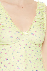 Floral Lettuce-Edge Mini Dress